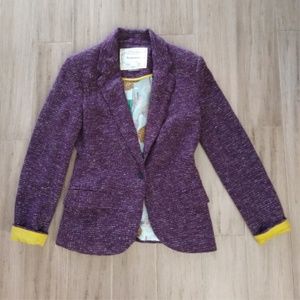 EUC Anthropologie Cartonnier Dashes Heathered Purple Plum Jacket Blazer Small